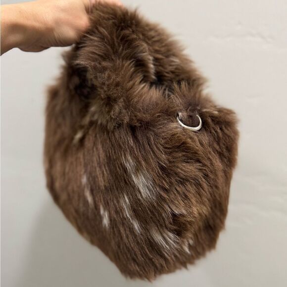 Brownish Handmade Natural Shearling Leather Top Handle Bag/ShoulderBag/Crossbody - Picture 11 of 16